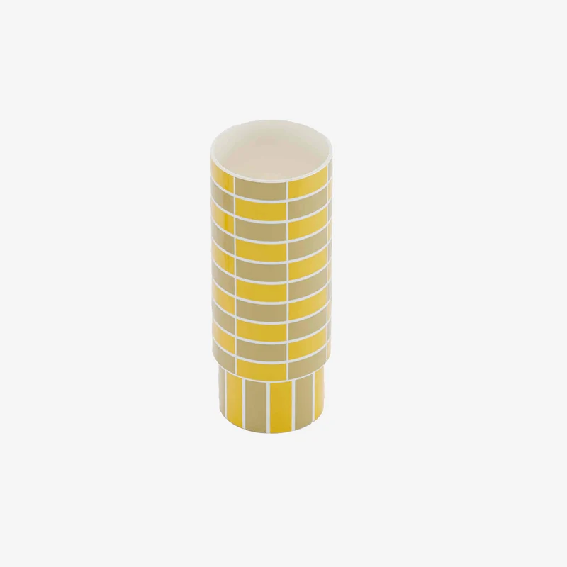 Vase c ramique tube damier jaune Sofia