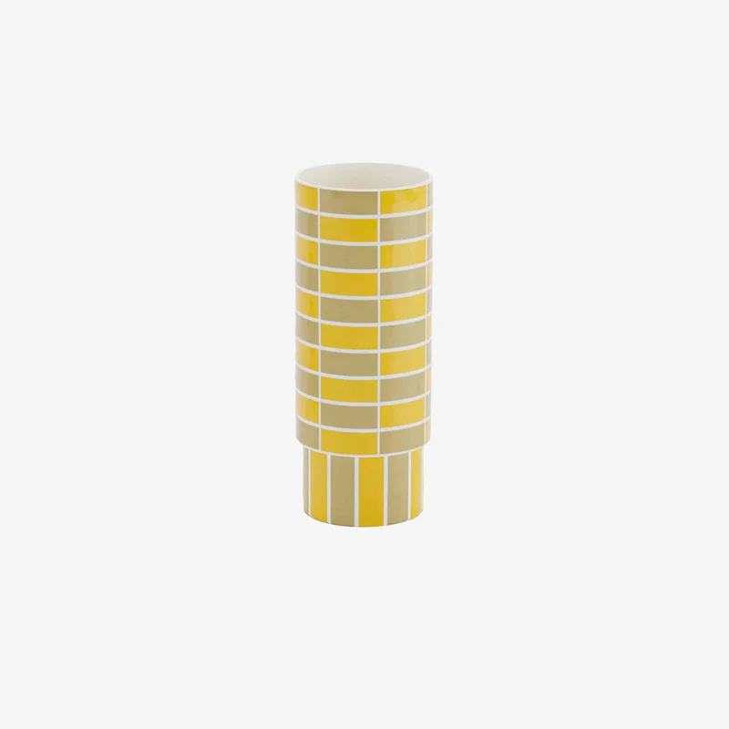 Vase c ramique tube damier jaune Sofia