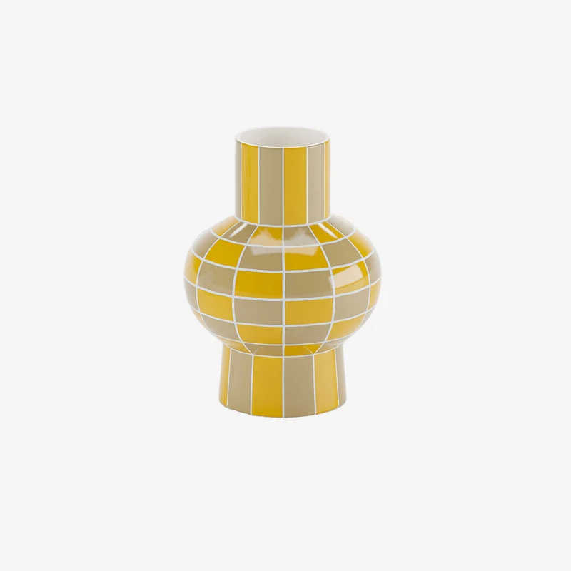 Vase c ramique motif damier jaune Louvre