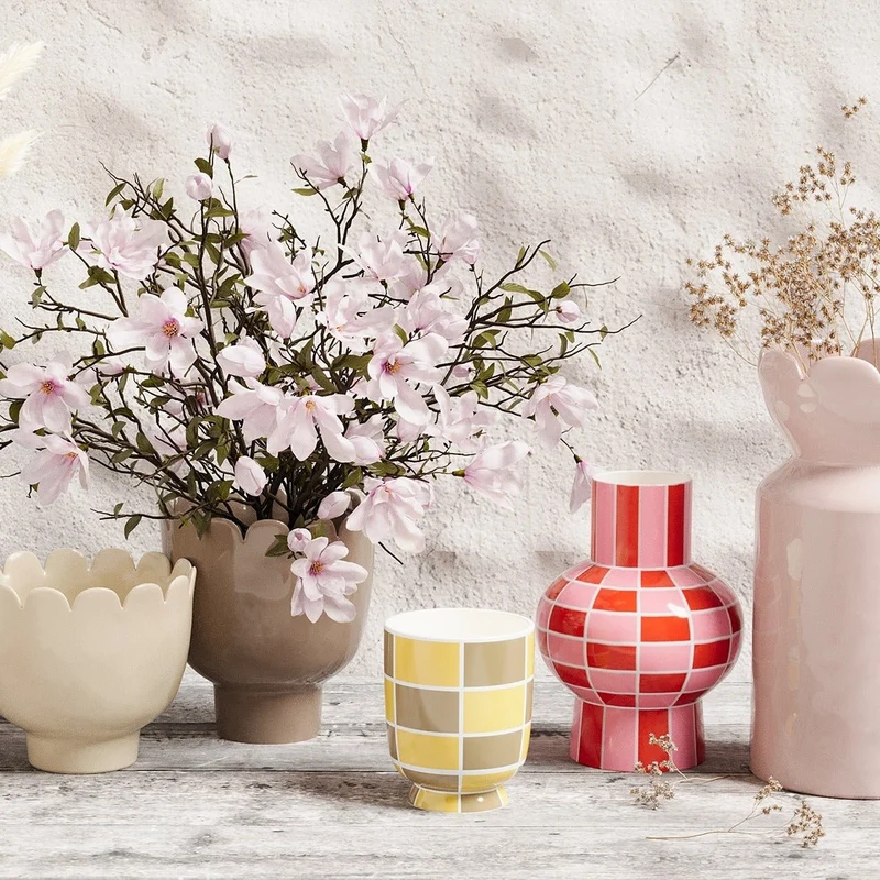 Vase forme tulipe en céramique rose Marceau