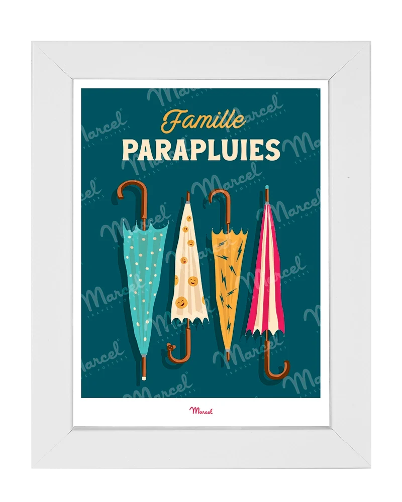 Carte postale Travel Color "Famille parapluies"