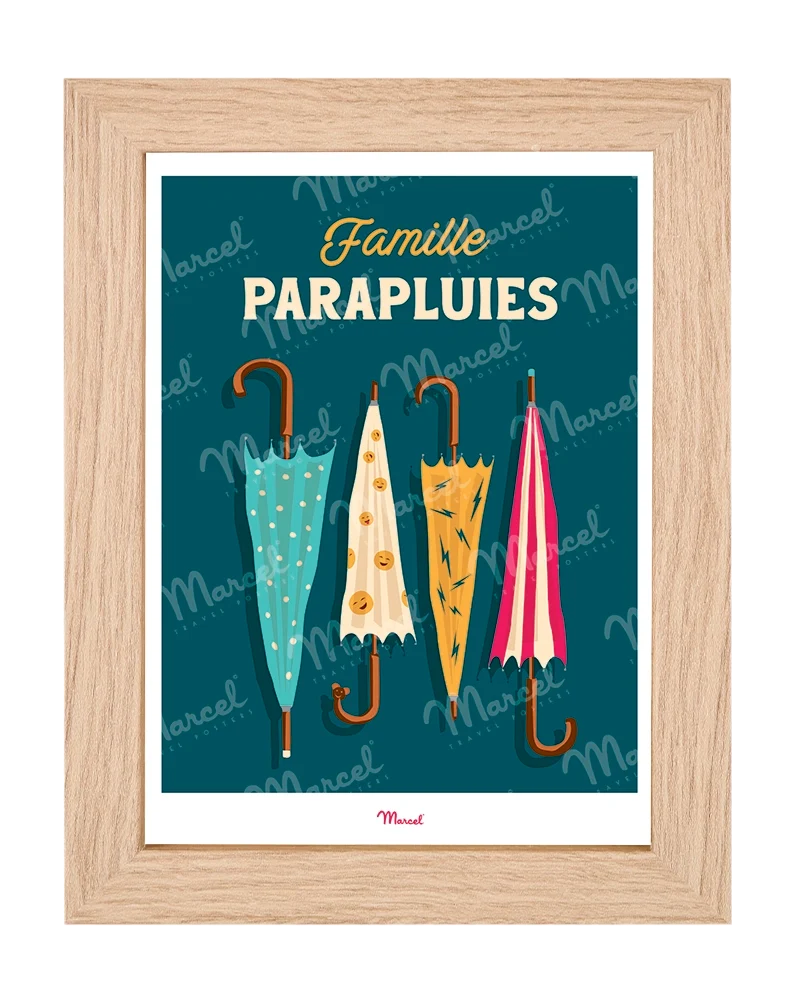 Carte postale Travel Color "Famille parapluies"