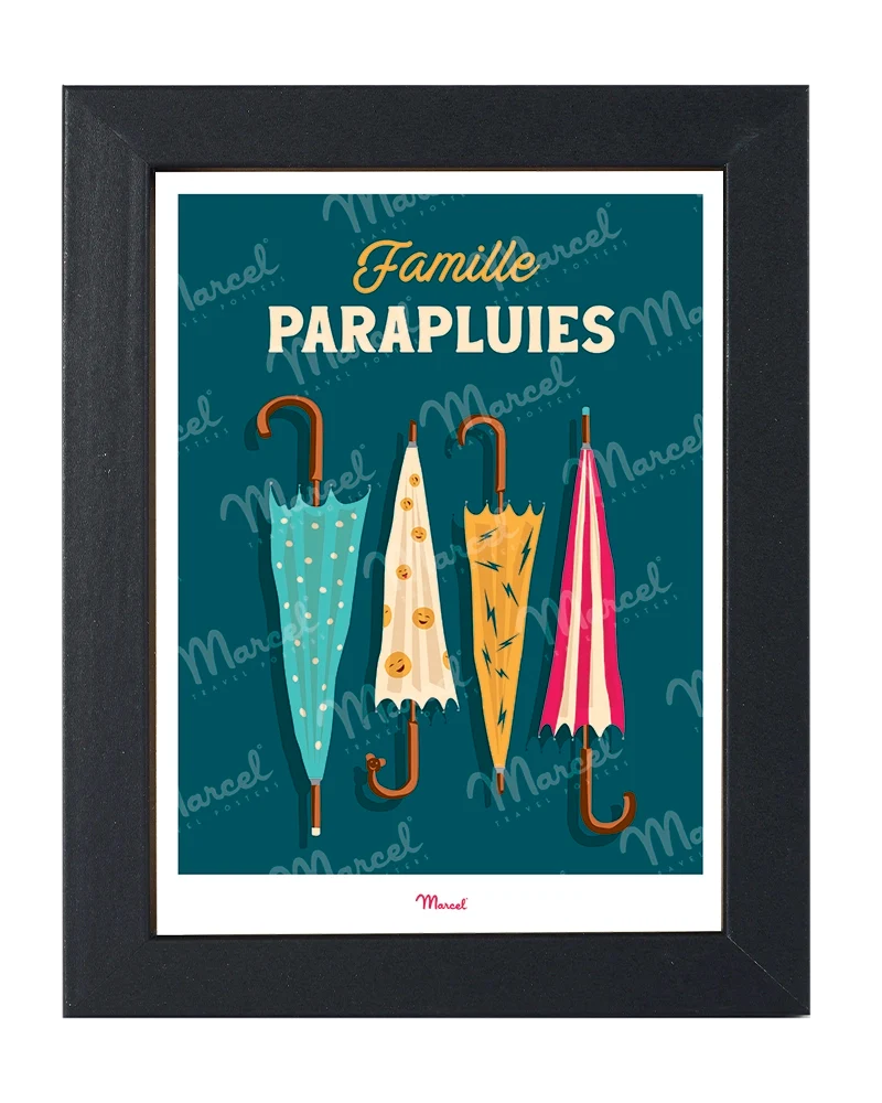 Carte postale Travel Color "Famille parapluies"