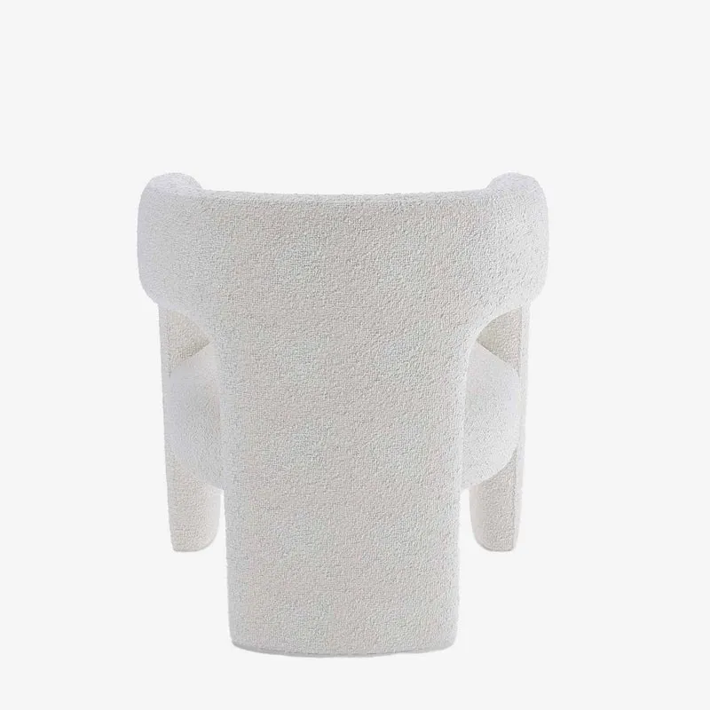 Fauteuil de salle à manger en bouclette blanche