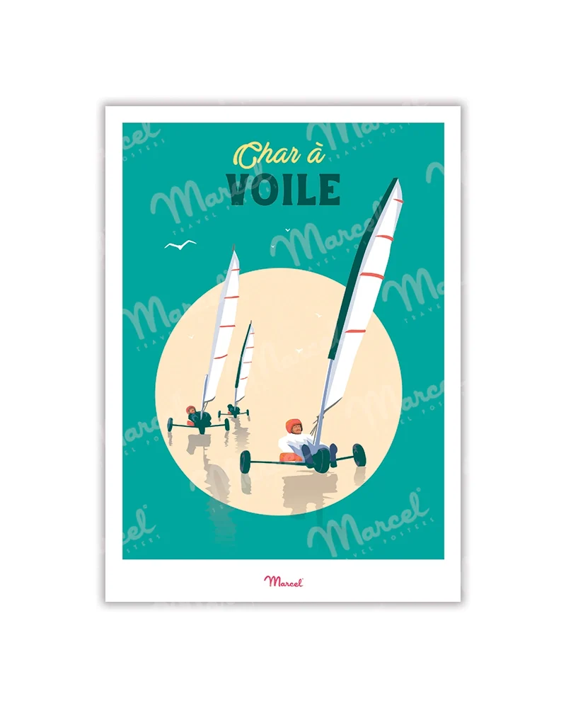 Carte postale Travel Color "Char à voile"