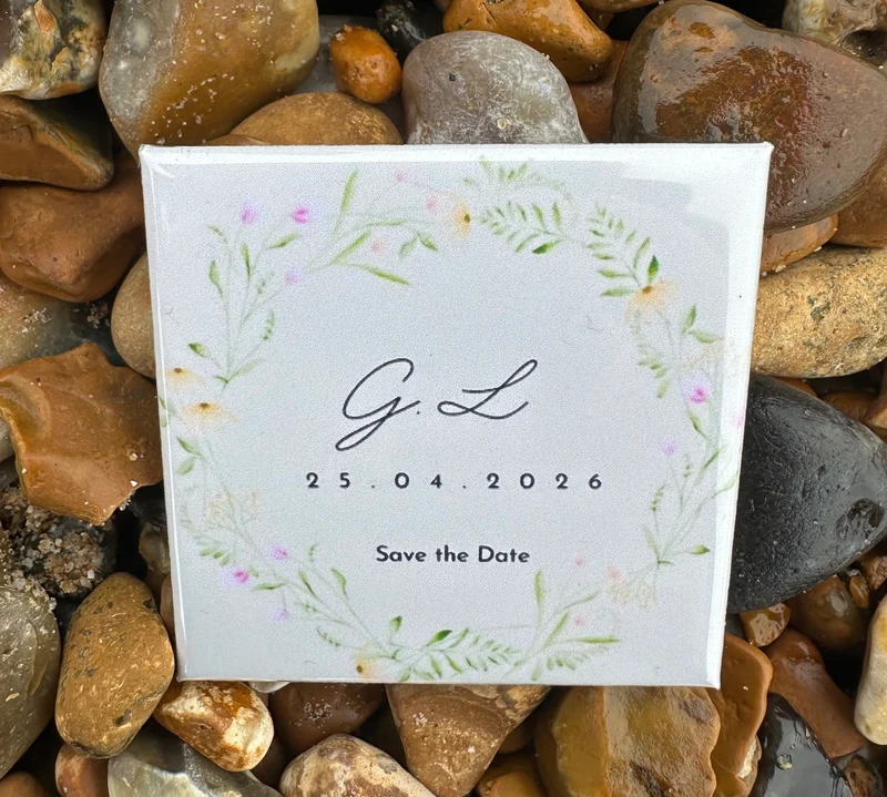Save the Date customised 50mmx50mm square magnet