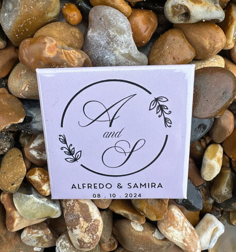 Save the Date customised 50mmx50mm square magnet