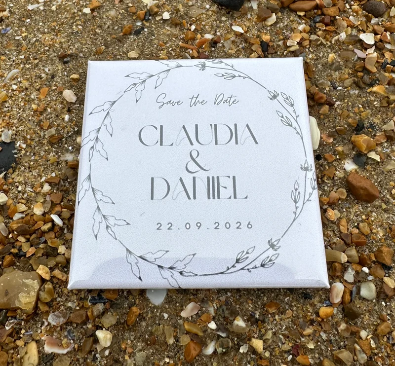 Save the Date customised 50mmx50mm square magnet