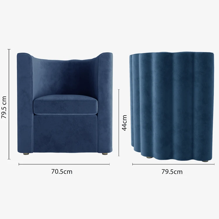 Fauteuil vintage en velours bleu nuit