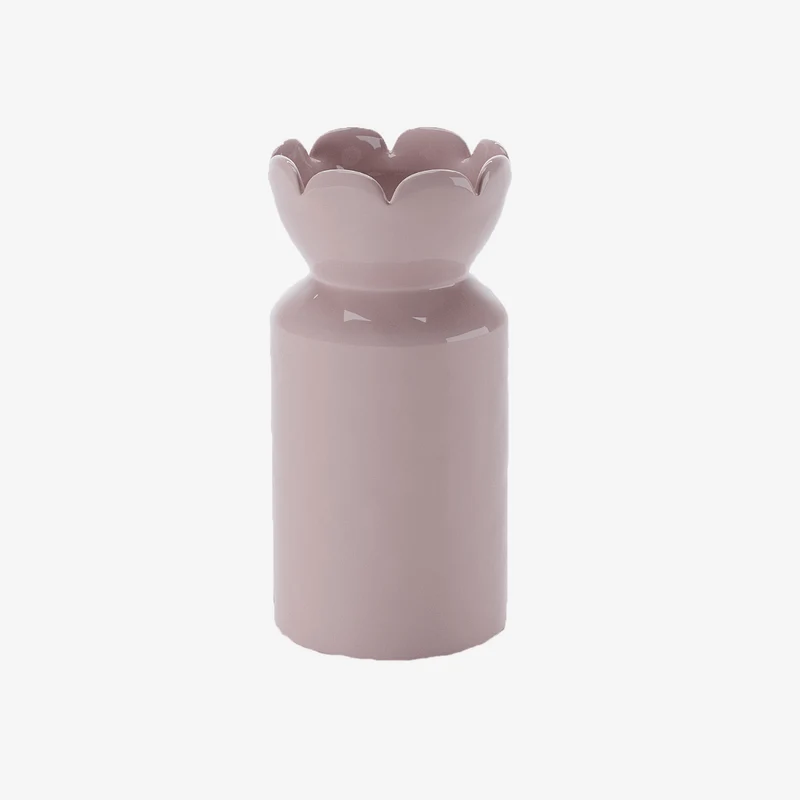 Grand vase col tulipe Rivoli, c ramique rose