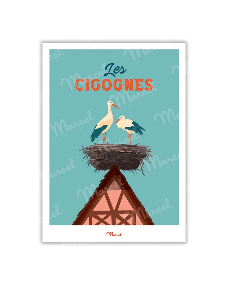 Carte postale Travel Color ALSACE "Les Cigognes"