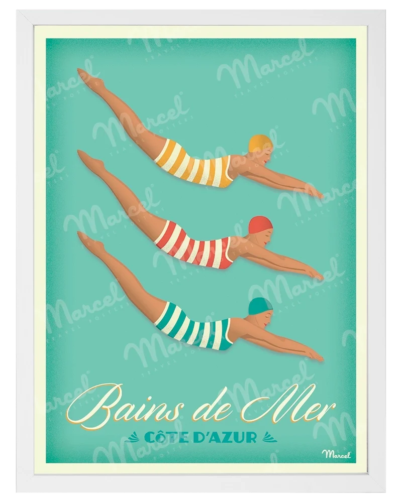 Affiche CÔTE D'AZUR "Bains de Mer"