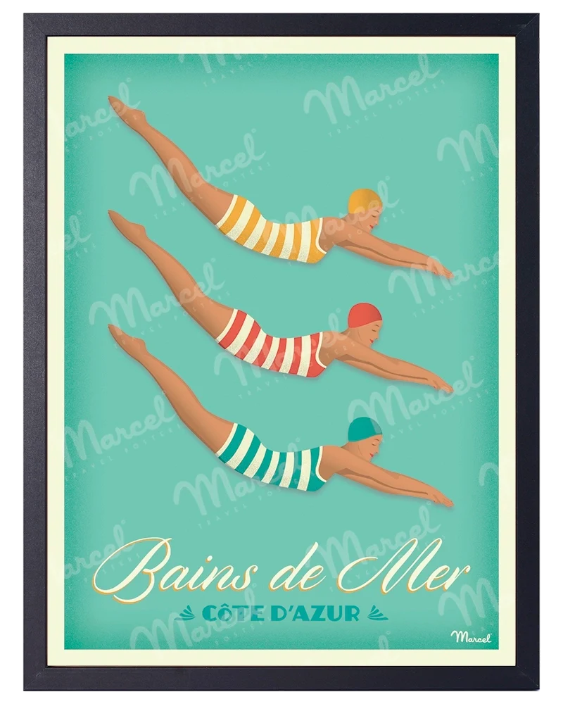 Affiche CÔTE D'AZUR "Bains de Mer"