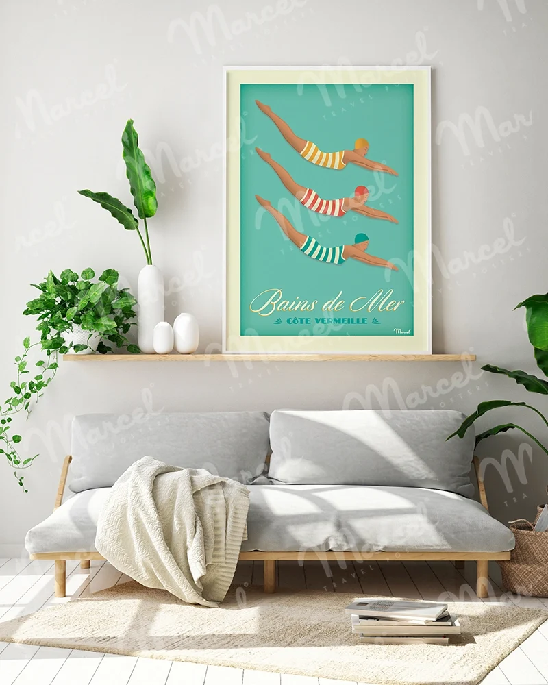 Affiche CÔTE VERMEILLE "Bains de Mer"