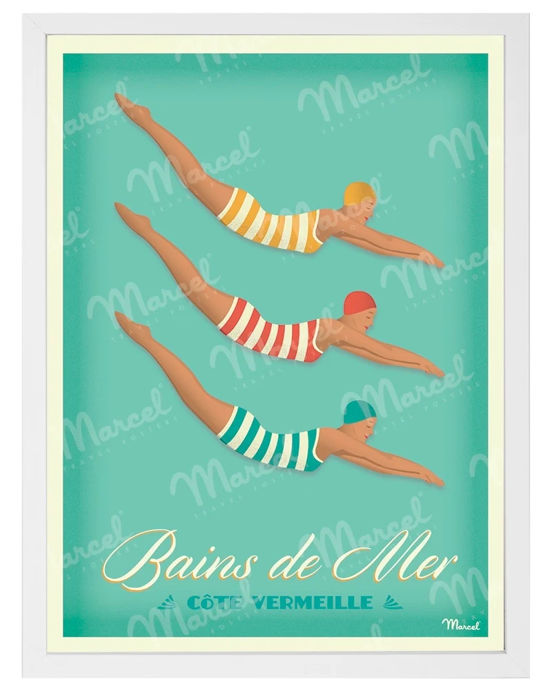 Affiche CÔTE VERMEILLE "Bains de Mer"