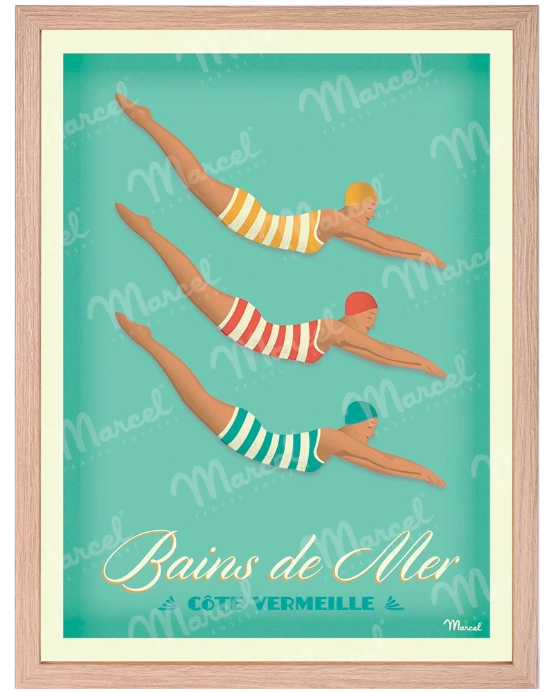 Affiche CÔTE VERMEILLE "Bains de Mer"
