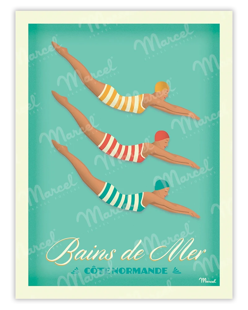 Affiche CÔTE NORMANDE "Bains de Mer"