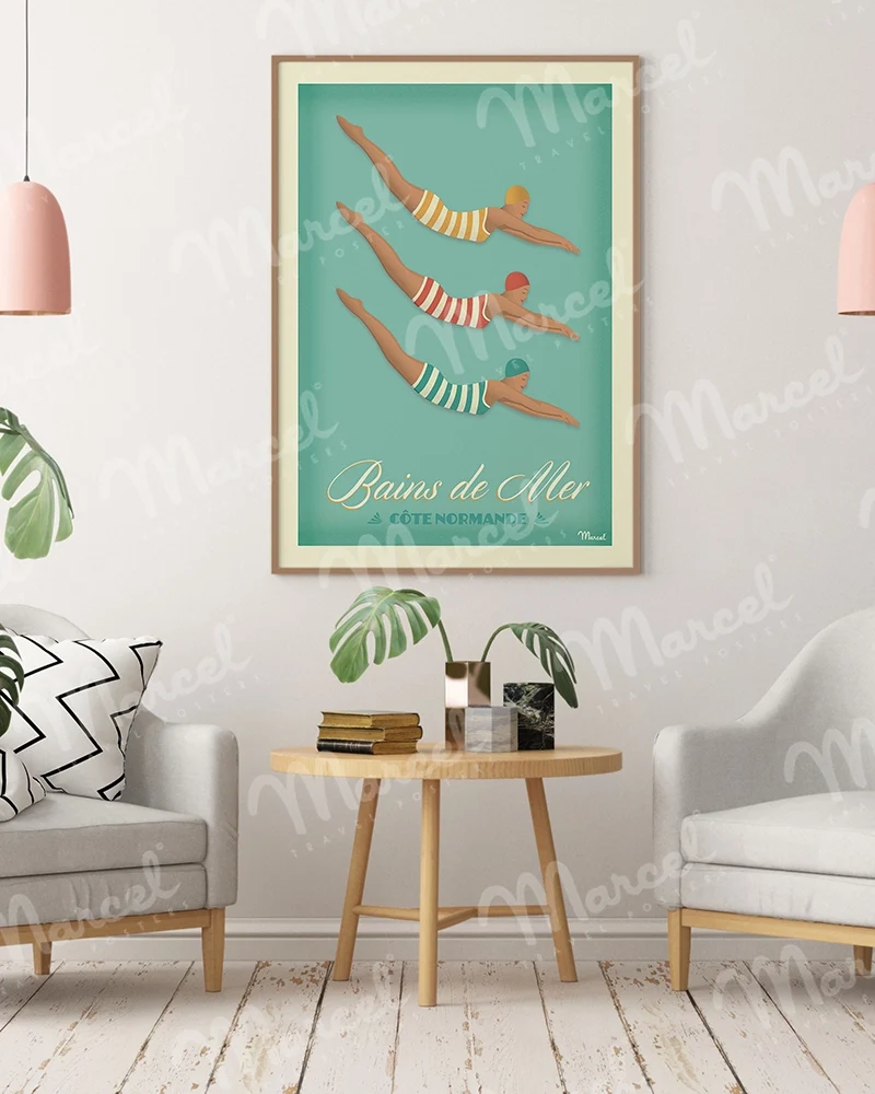 Affiche CÔTE NORMANDE "Bains de Mer"