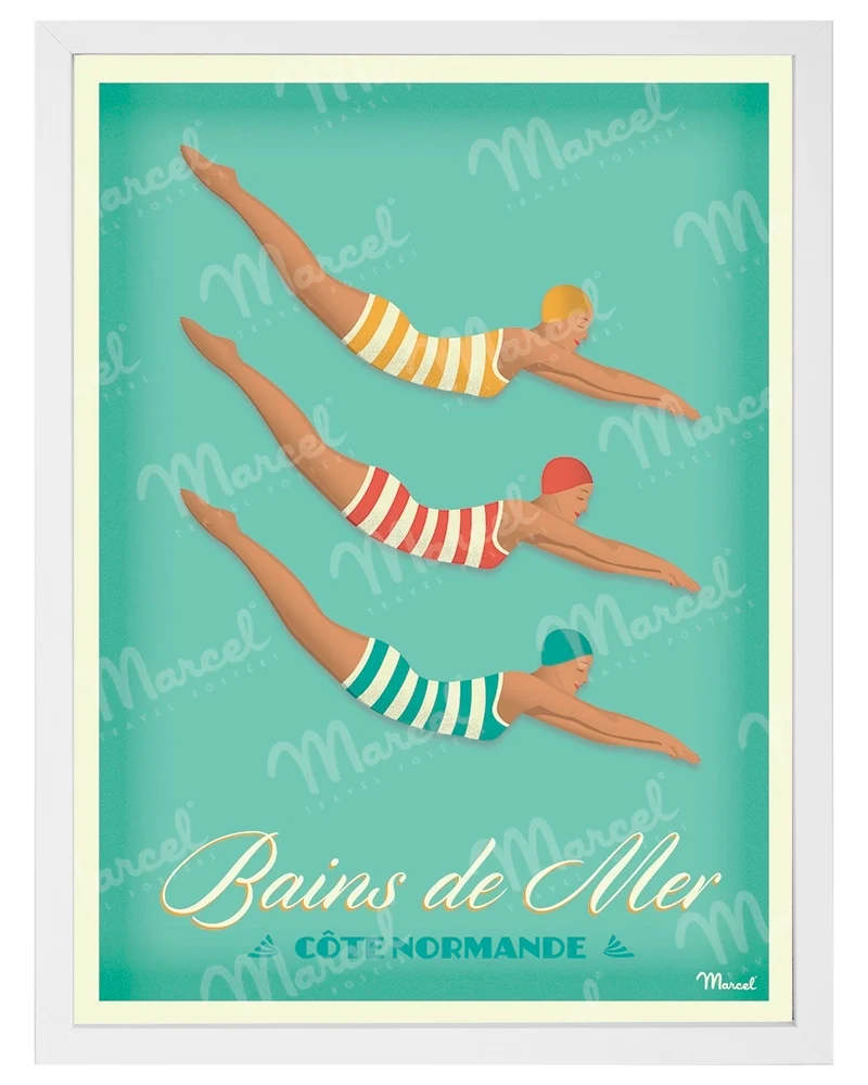 Affiche CÔTE NORMANDE "Bains de Mer"