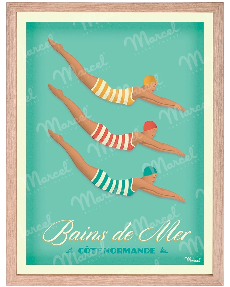 Affiche CÔTE NORMANDE "Bains de Mer"