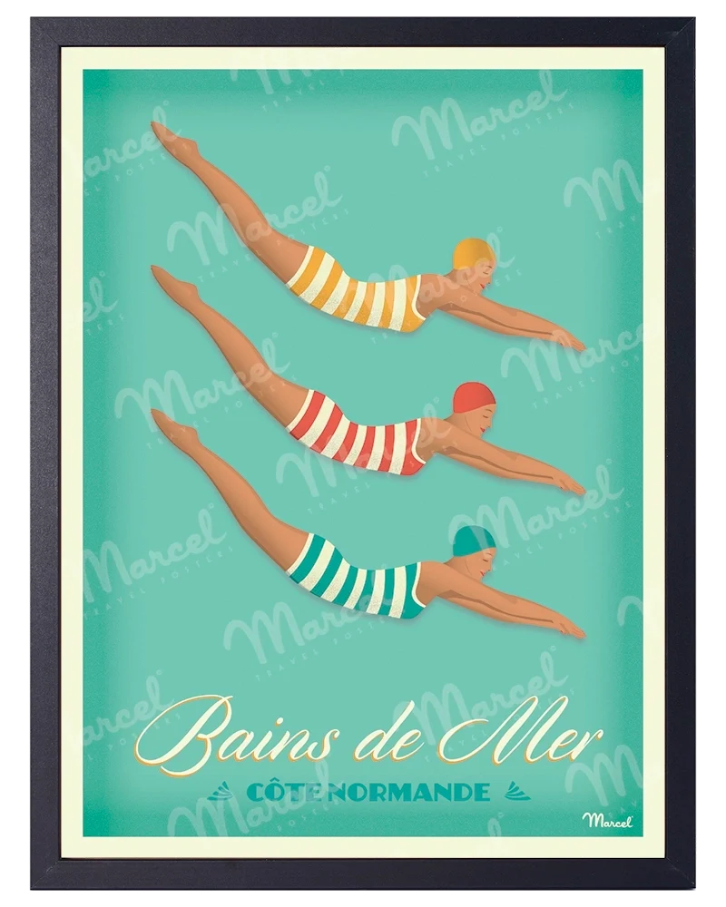 Affiche CÔTE NORMANDE "Bains de Mer"
