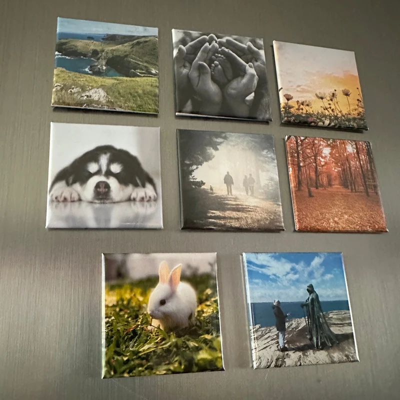 Custom made square photo magnets 50x50mm, pack of 8