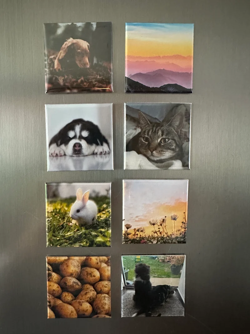 Custom made square photo magnets 50x50mm, pack of 8