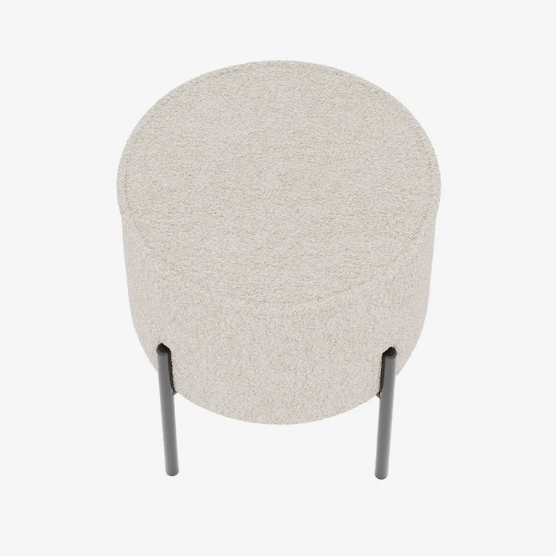 Abel Pouf rond en tissu bouclette cr me pieds en m tal