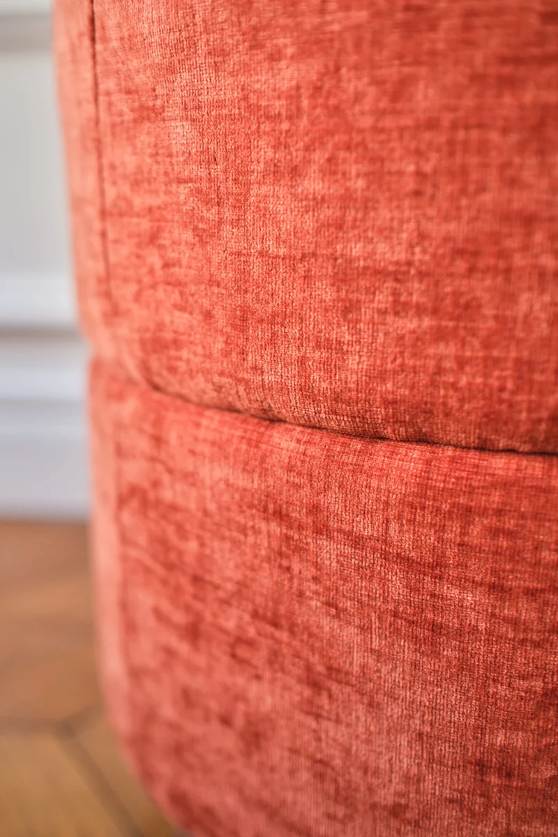 Auguste Pouf cylindrique en velours ocre