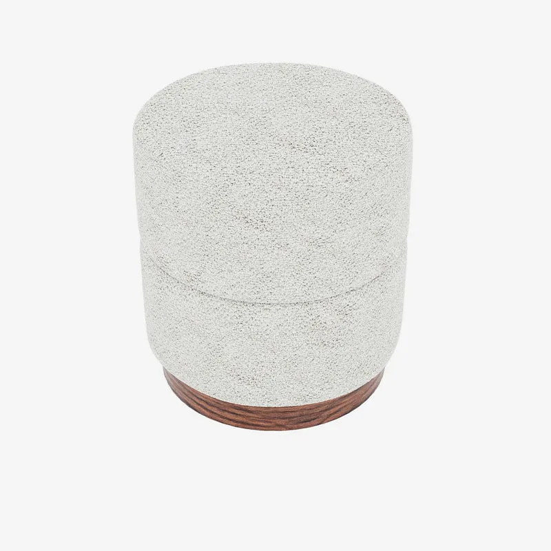 Auguste Pouf cylindrique en bouclette cr me