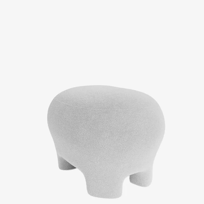 Ninon Pouf repose-pieds tapiss en bouclette blanche
