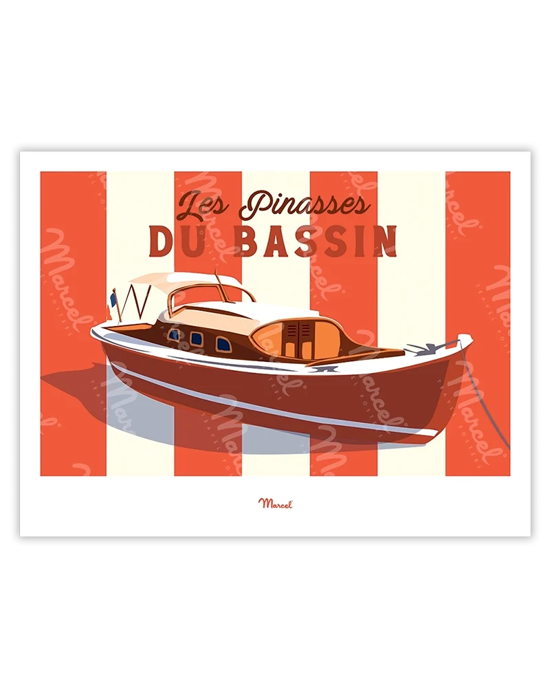 Affiche Travel Color BASSIN D'ARCACHON "Les Pinasses Rouges"