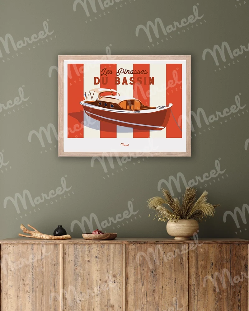Affiche Travel Color BASSIN D'ARCACHON "Les Pinasses Rouges"