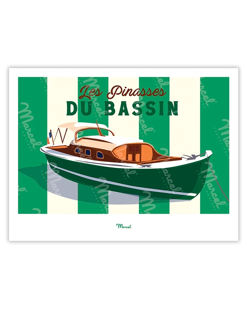 Affiche Travel Color BASSIN D'ARCACHON "Les Pinasses Vertes"