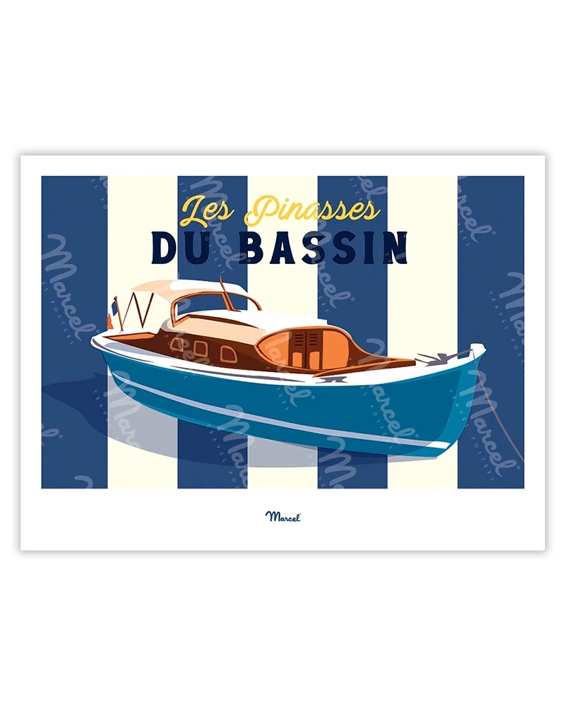 Affiche Travel Color BASSIN D'ARCACHON "Les Pinasses Bleues"