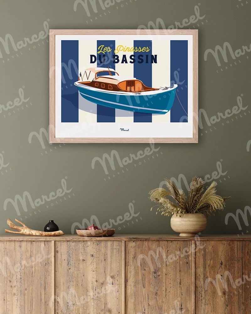 Affiche Travel Color BASSIN D'ARCACHON "Les Pinasses Bleues"