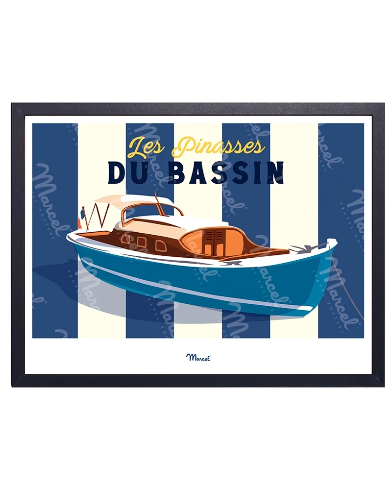 Affiche Travel Color BASSIN D'ARCACHON "Les Pinasses Bleues"