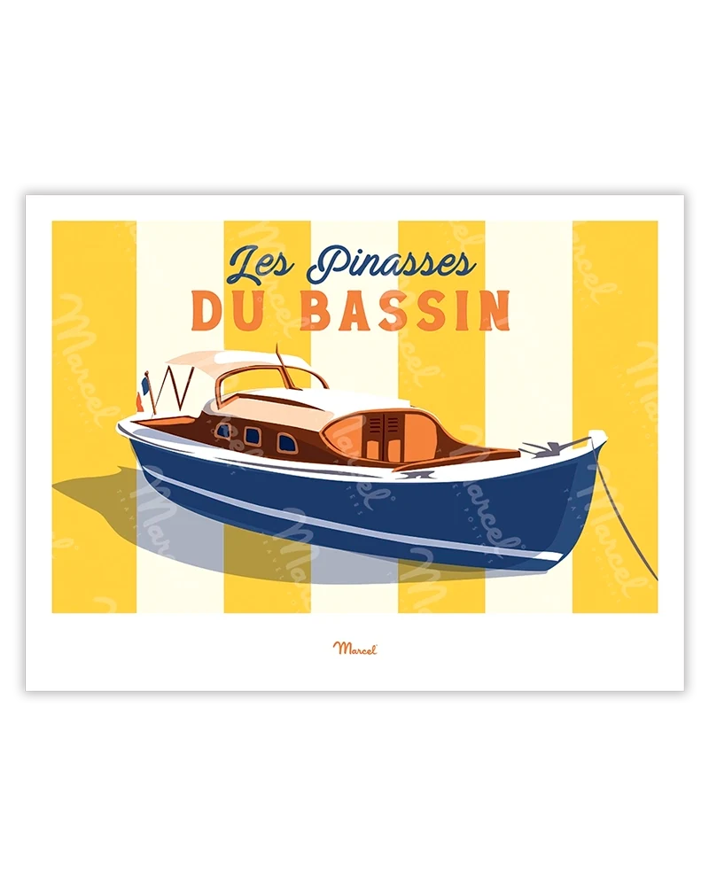 Affiche Travel Color BASSIN D'ARCACHON "Les Pinasses Jaunes"