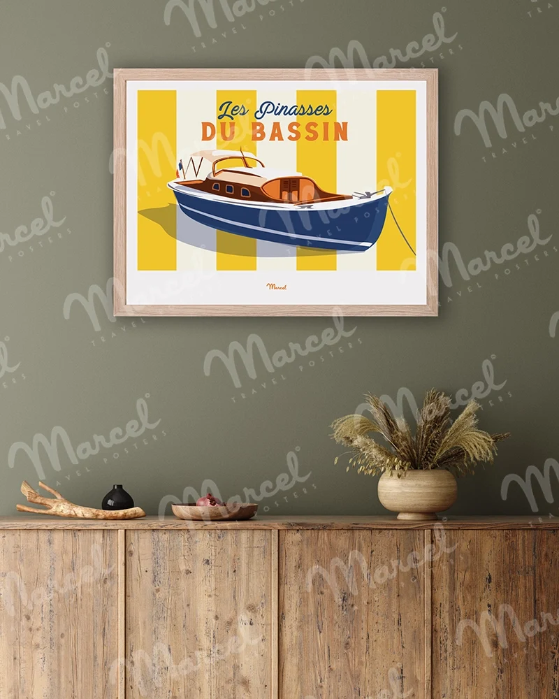 Affiche Travel Color BASSIN D'ARCACHON "Les Pinasses Jaunes"