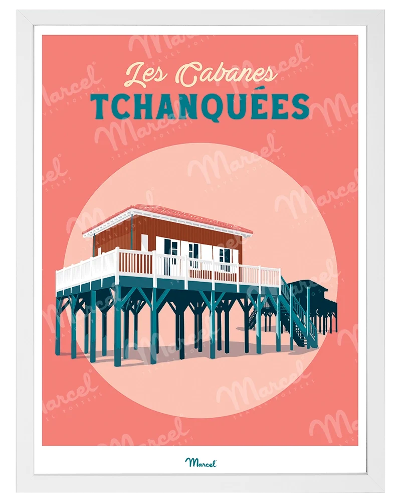 Affiche Travel Color ARCACHON "Les Cabanes Tchanquées"