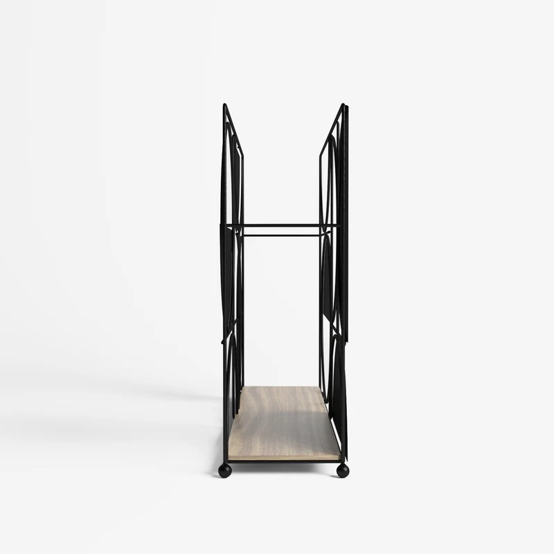 Porte-revues en bois et métal noir