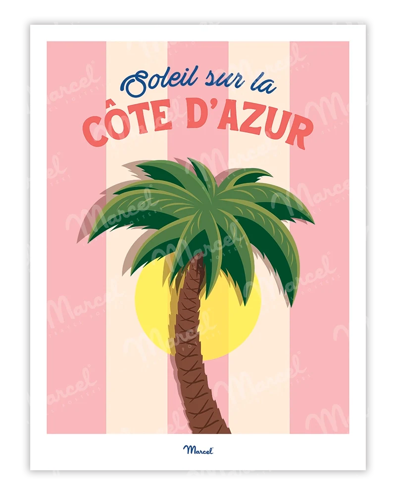 Affiche Travel Color CÔTE D'AZUR "Palmier"