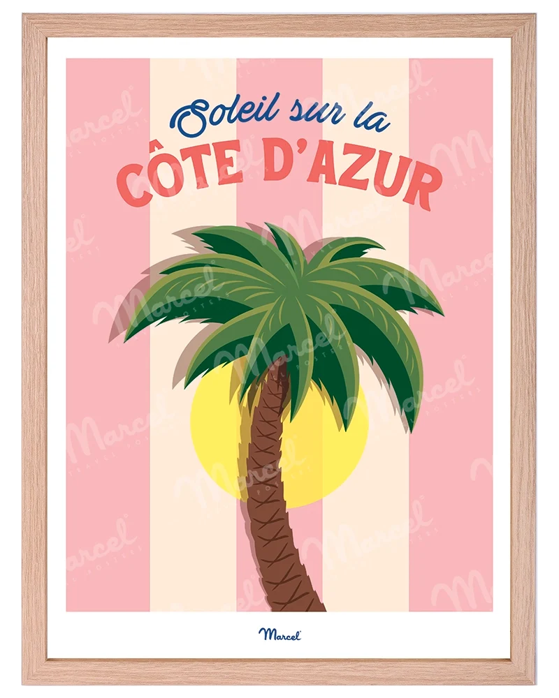 Affiche Travel Color CÔTE D'AZUR "Palmier"