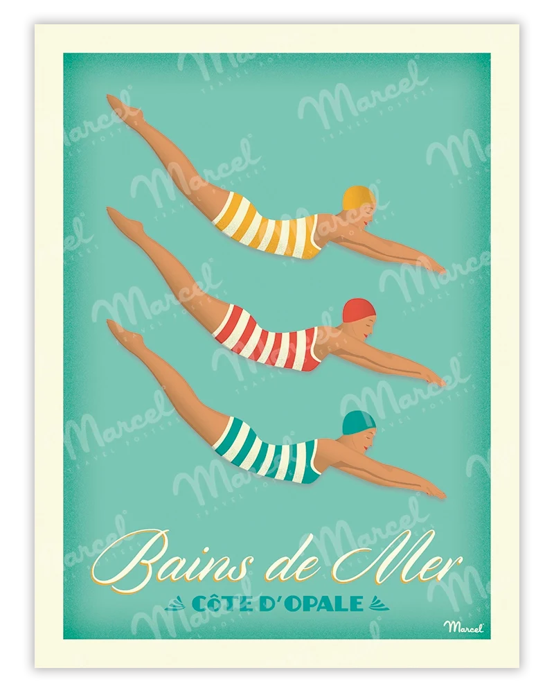 Affiche BAINS DE MER "Côte d'Opale"