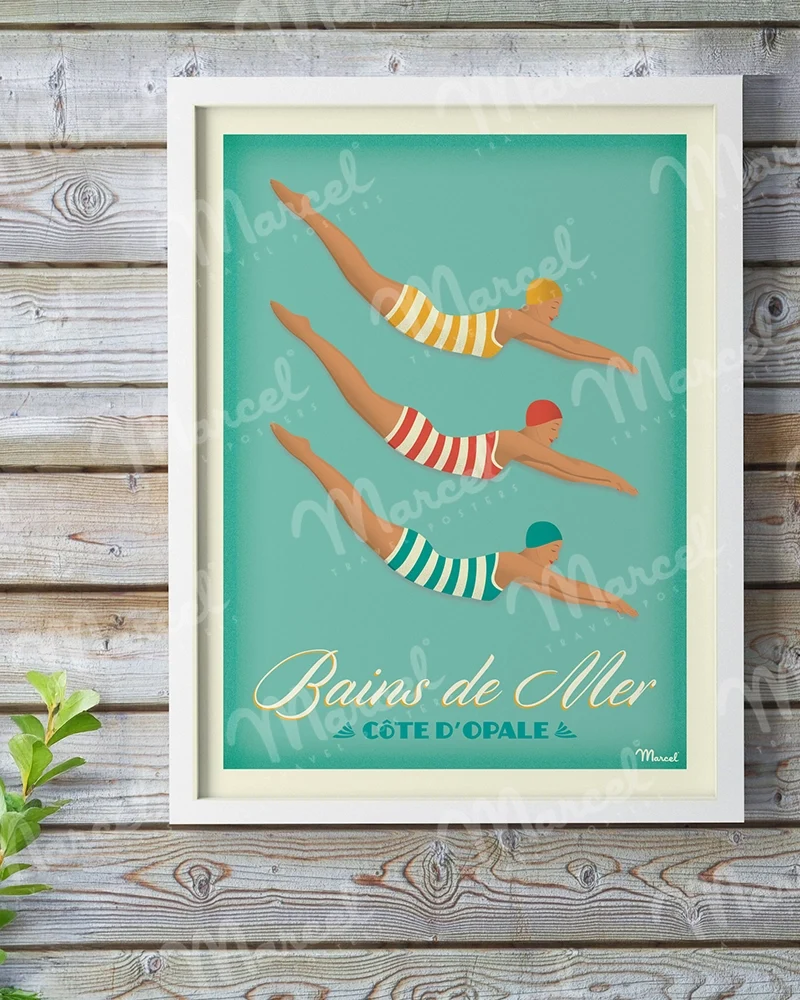 Affiche BAINS DE MER "Côte d'Opale"