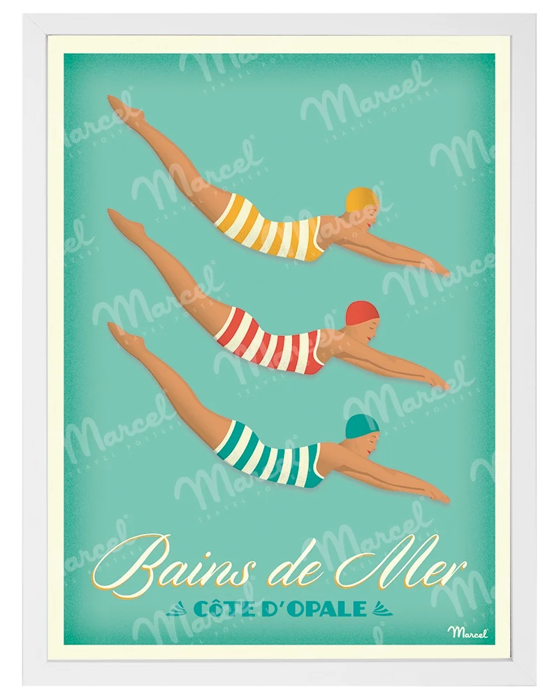 Affiche BAINS DE MER "Côte d'Opale"