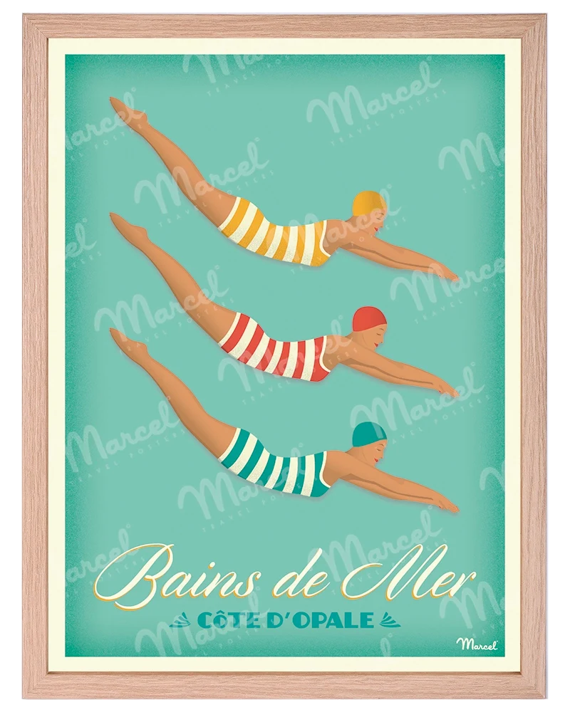 Affiche BAINS DE MER "Côte d'Opale"