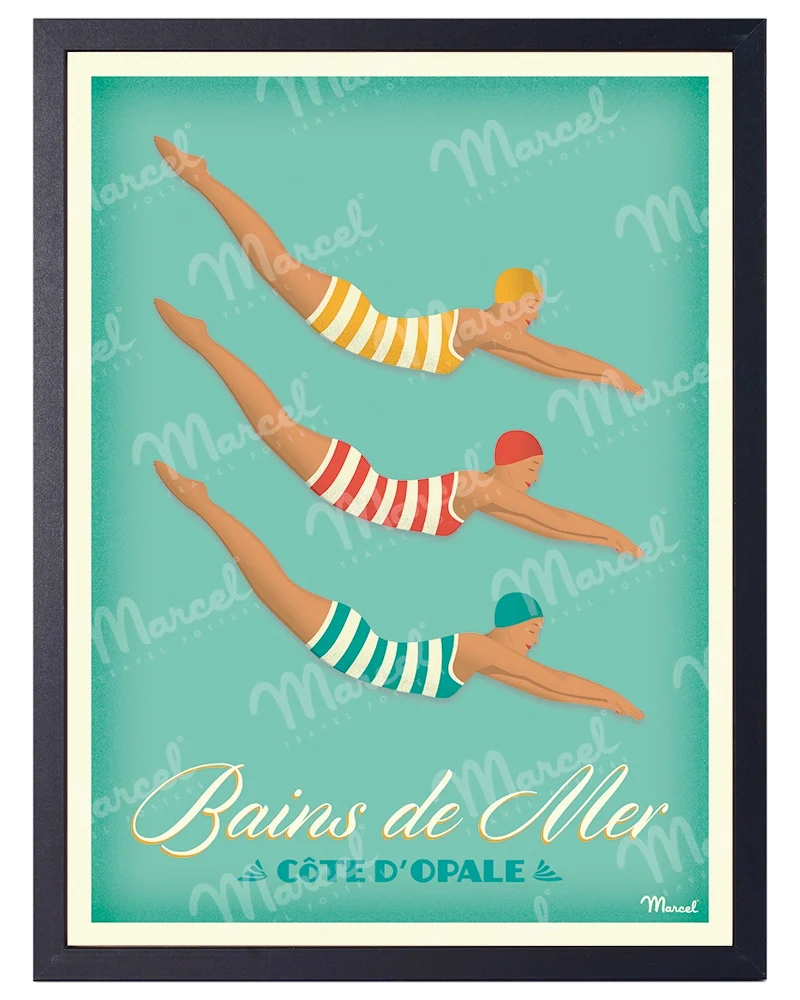 Affiche BAINS DE MER "Côte d'Opale"