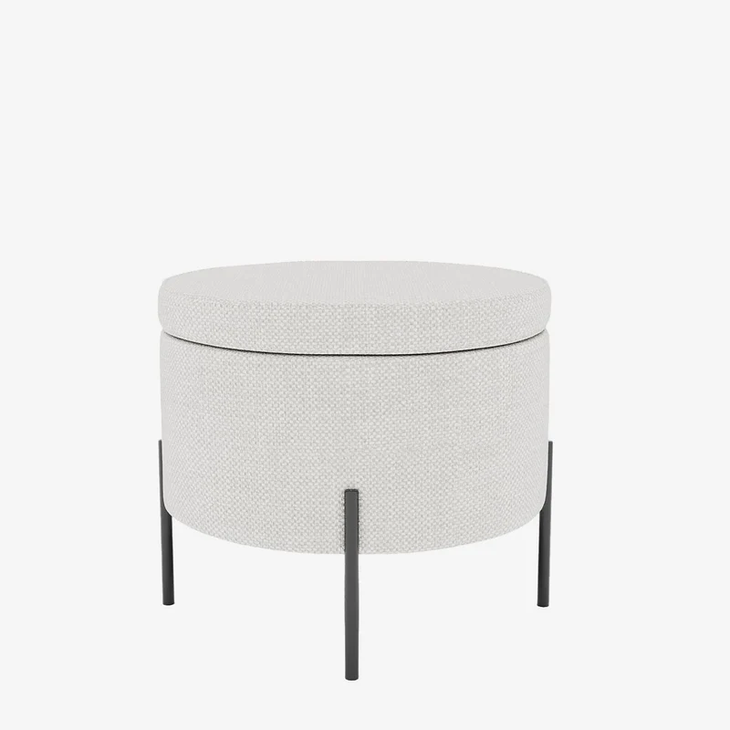 Angelo Pouf coffre en tissu chenille blanc