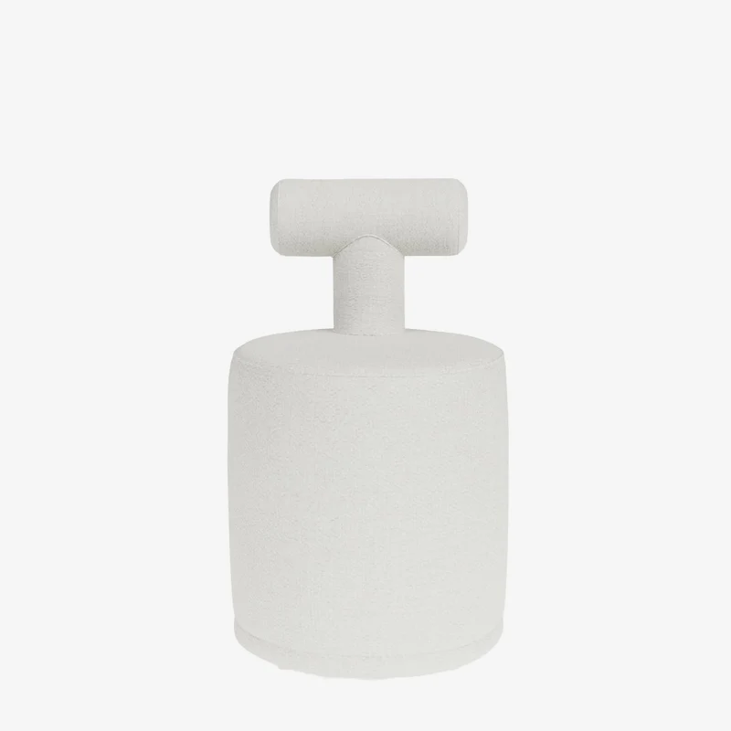 Tom Pouf avec dossier en tissu chenille blanc